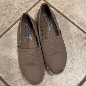 Skechers BOBS Women’s Canvas Taupe Slip-On Loafers